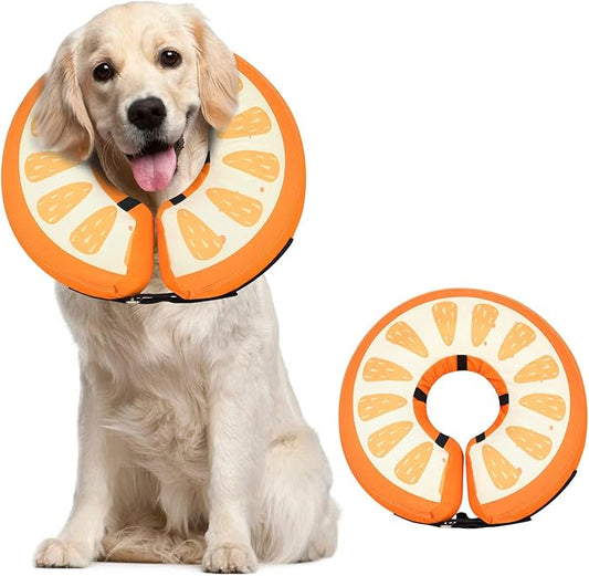 Dog Cone Collar for Small Medium Large Dogs for After Surgery, Pet Inflatable Neck Donut Collar Soft Protective Recovery Cone for Dogs and Cats - Alternative E Collar Does not Block Vision Orange,L