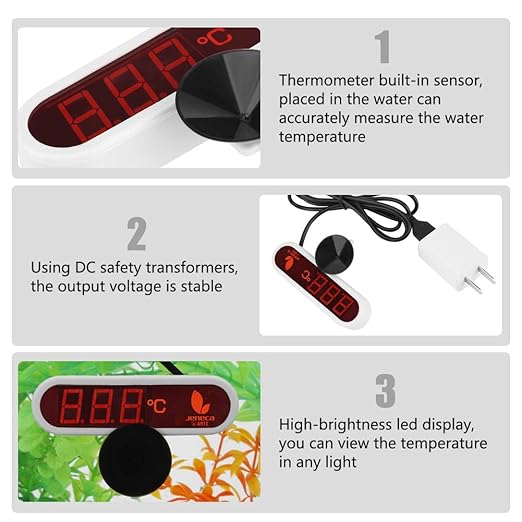 DAUERHAFT Aquarium Thermometer, Waterproof, for Fishtank,LED Digital Aquarium Thermometer Fish Tank,Water Temperature Gauge with Suction Cup