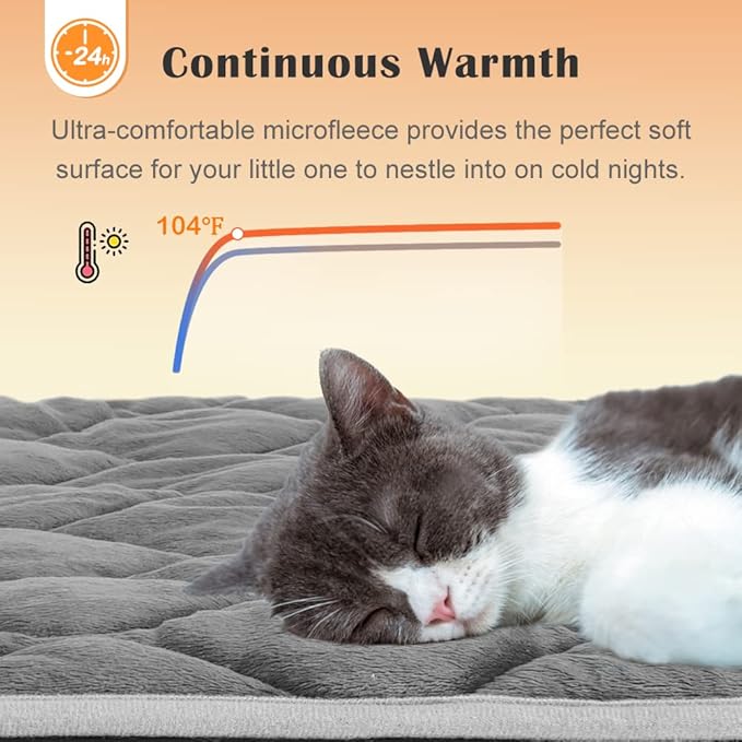 ULIGOTA Self Heating Cat Mat Thermal Pet Bed Mat Self-Warming Pet Crate Pad Medium