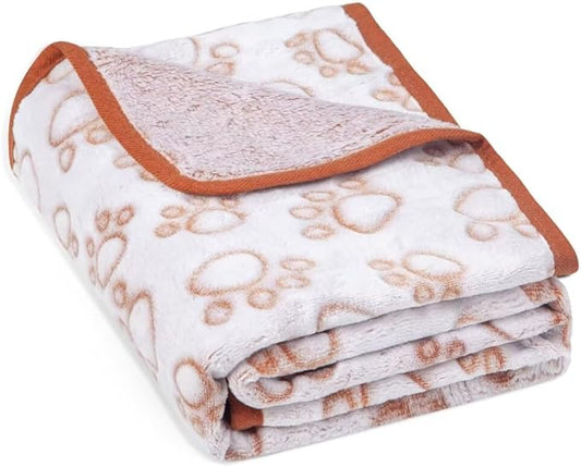 Stuffed Premium Soft Dog Blanket, with Flannel Brown Cute Paw Print, 24 * 32 inches, Cat Blanket Puppy Pads Supplies Dog Products Stuff Essentials