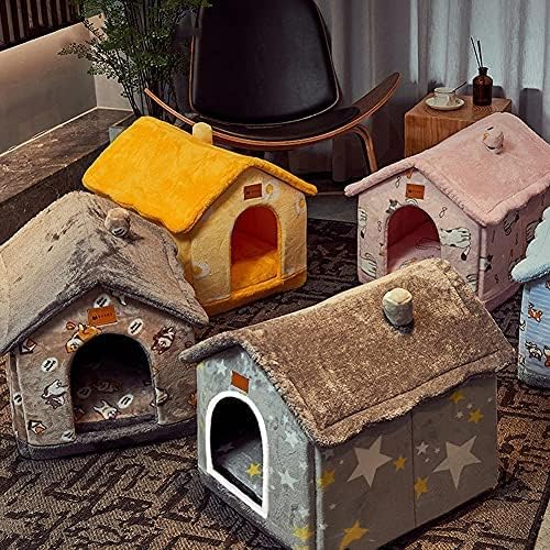 Dog House Indoor Memory Sponge, Foldable Dog House Kennel Bed Mat with Cushion for Small Medium Large Dogs Cats, Winter Warm Cat Nest Puppy Cave Sofa Pet Products (Small)