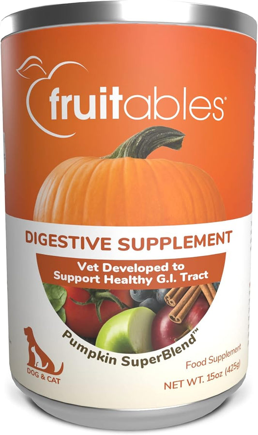 Fruitables Pumpkin Digestive Supplement – Made with Pumpkin for Dogs – Healthy Fiber Supplement for Pet Nutrition – 15 ounces