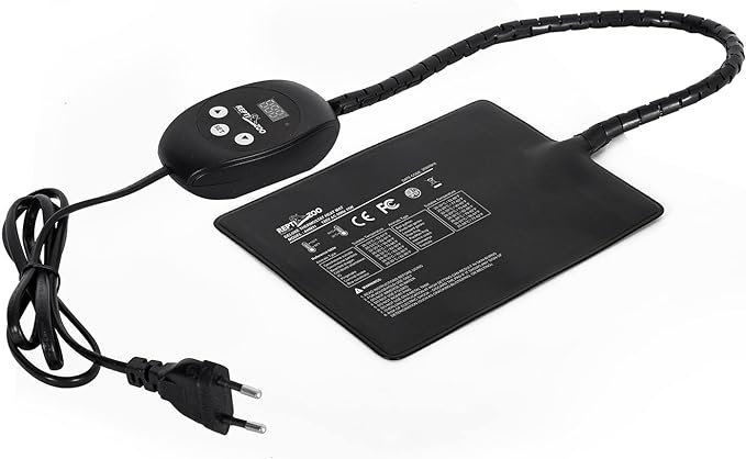 REPTI ZOO Upgrade Reptile Heat Mat with Thermostat - 6 x 8 Inch Reptile Heating Pad with Temperature Control for 10-20 gal Tank Reptiles Amphibians Hermit Crab Snake Lizard