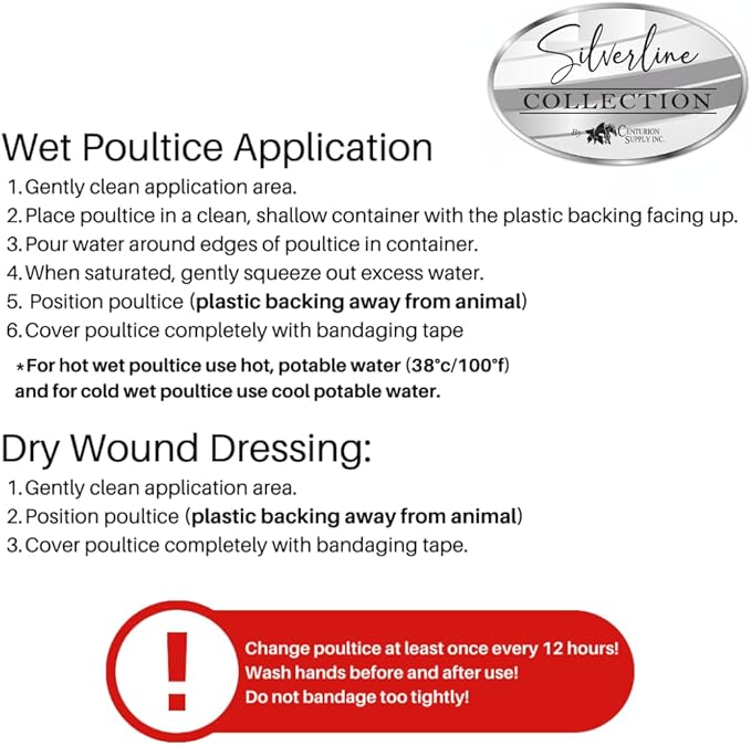 SILVERLINE Hoof Shaped Poultice Dressing - First Aid Wound Care, Boric Acid & Tragacanth Inner Layer, Can Be Applied Wet or Dry, Effective Care for Abscesses, Open Wounds & More (30)