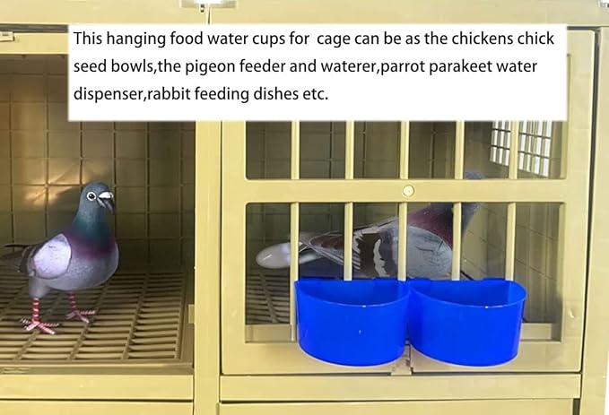 12 Pack Bird Feeder Waterer Food Bowl for Cage Chicken Hanging Water Cup Bottle Treats Dish Feeding Container Box for Coop Seed Dispenser for Pigeon Quial Parrot