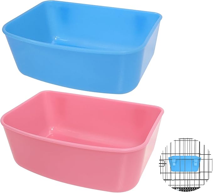 6 Pack Feeder (Blue, Pink), Hanging Feeder,Food and Water Container, Bath Water Bowl Universal for Birds Hamsters Mice Rats Rabbit Guinea Pig Small Pets