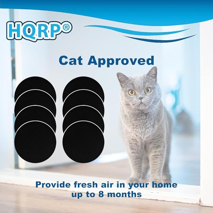 HQRP 8-Pack Cat Litter Box Replacement Carbon Filters Compatible with Petmate Booda Dome Covered Litter Box, Activated Carbon Charcoal Filters