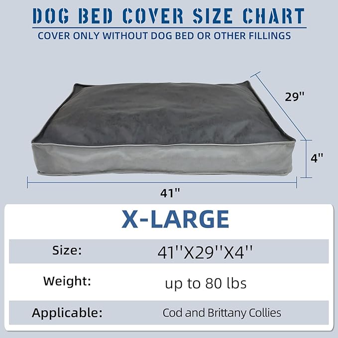 Dog Bed Cover, Comfortable and Quiet Dog Bed Covers for Pet Mat Bed,Washable Removable Cover，Faux Leather Pet Nest, 41" L x 29" W x 4" H ，Cover Only