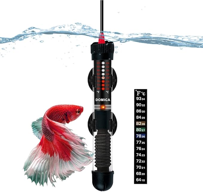 25W Small Aquarium Heater, Submersible Heater for Small Fish Tank (1-8 gallons) with Free Thermometer Sticker