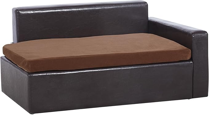 VEVOR Pet Sofa, Dog Couch for Medium-Sized Dogs and Cats, Soft Leather Dog Sofa Bed, 110 lbs Loading Cat Sofa, Black