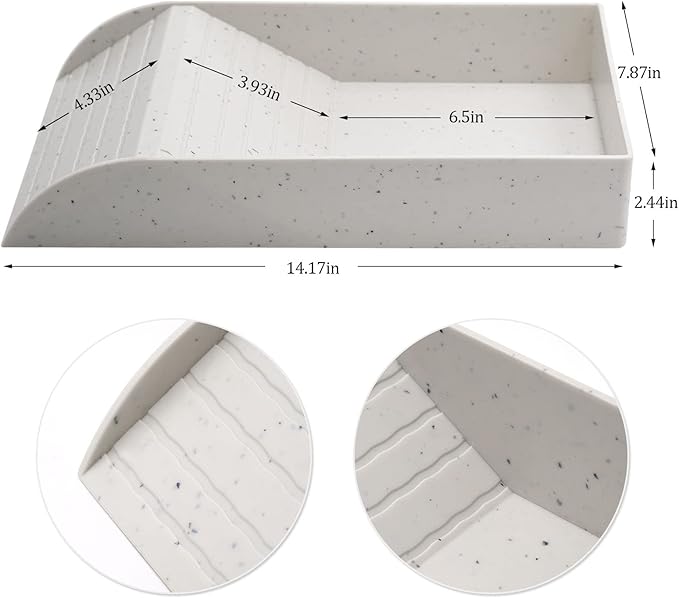 Reptile Tortoise Turtle Feeding Dish with Ramp and Basking Platform Reptile Tortoise Food and Water Bowl Reptile Pool with Ramp (Granite Texture)