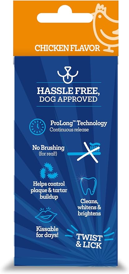 Twist + Lick Dental Treat for Dogs, Dental Gel Cleans Teeth and Gums, Freshens Breath, Chicken Flavor, Fun to Use