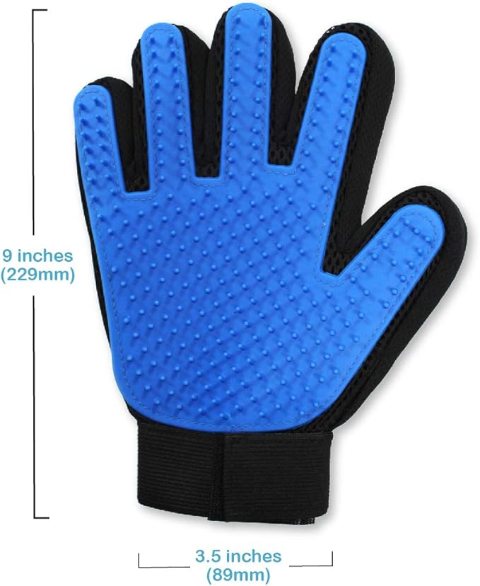 Pets First Dog Grooming Gloves Best Professional Deshedding, Brushing, Cleaning Mitt Tool for Small, Medium or Large Dogs & Cats. Fur & Hair Remover. Prevents Matted Coats. Soft Rubber Bristle Brush