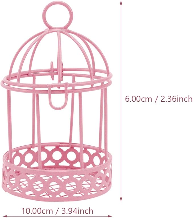 Metal Wall Hanging Bird Cage Mini Desktop Storage Decor Hollow Iron Bird Cage Organizer Home Office Desktop Decor 3pcs Bird Cage Tealight Holder