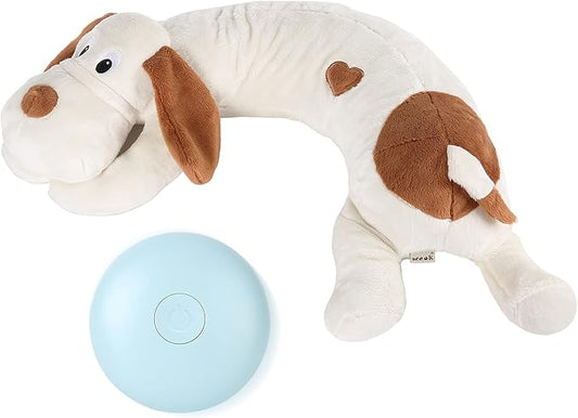 Puppy Heartbeat Toy, Dog Heartbeat Toy for Separation Anxiety Relief, Puppy Toy with Heartbeat Stuffed Animal Anxiety Calming Behavioral Aid Plush Toy for Dogs Cats Pets (White+)