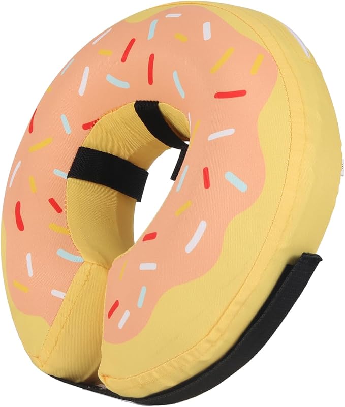 Waterproof Inflatable Dog Cone,Adjustable Recovery Collar for Dogs After Surgery,Prevent from Biting & Scratching,Not Block Vision (Donut Yellow L)