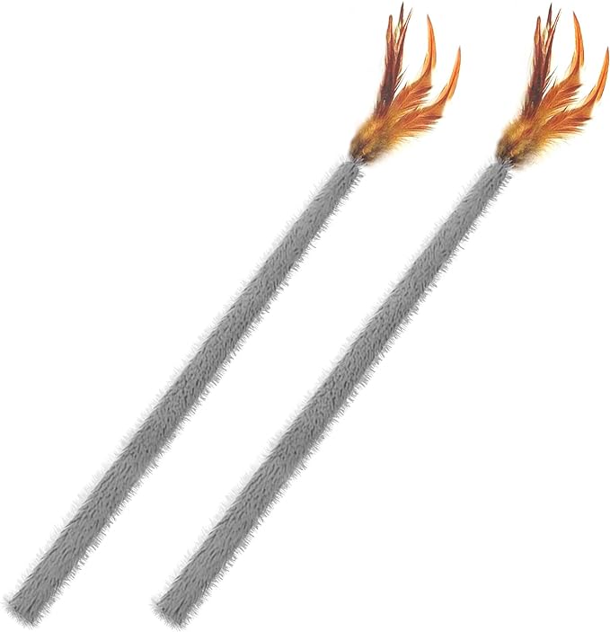 Cat Wand Toy Plush Tail 2 Pack-Grey
