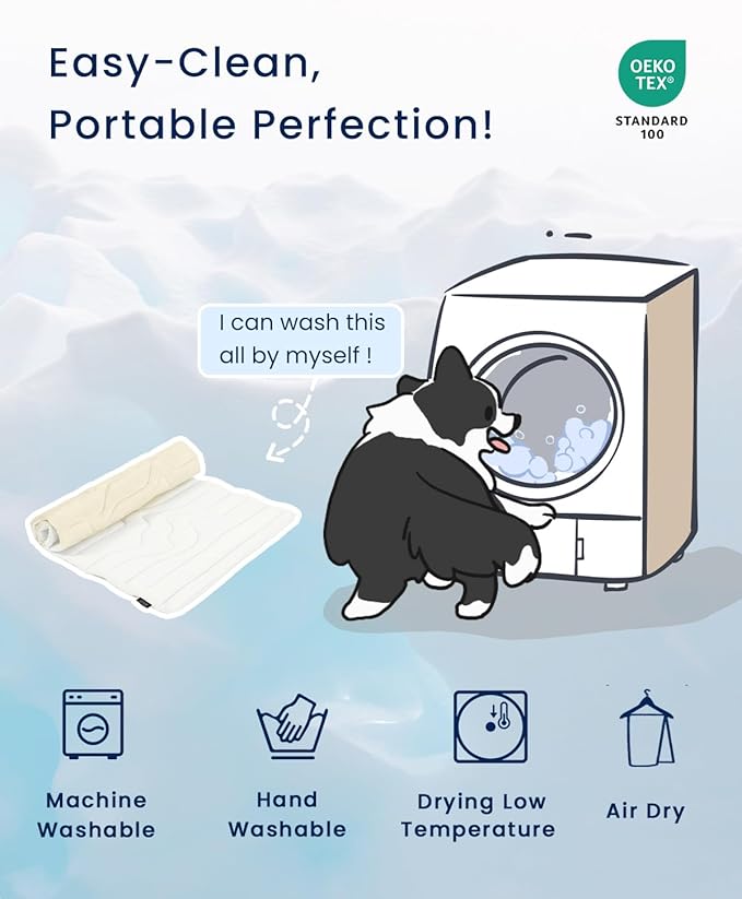 ZonLi Dog Cooling Mat, 48" x 28"Medium, Cooling Pad Reversible (Cool & Warm), Pet Cool Mats for Dog and Cat use in Crate, Kennel, Bed, Sofa, Machine Washable, Durable, Non-toxic Gel, Ivory White