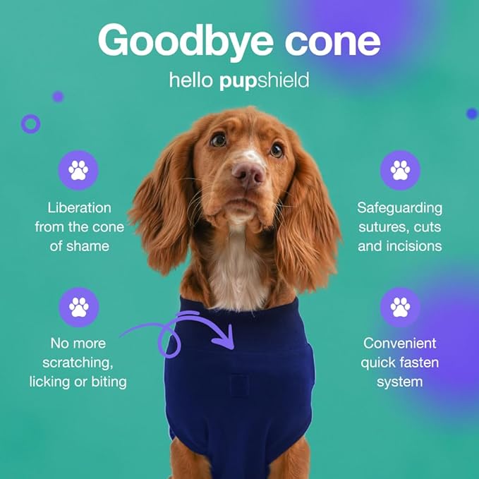 PupShield - Dog Surgery Recovery Suit for All Dog Sizes - Easy Use Anti Lick - Spay & Neuter Recovery Suit, Surgical Onesie for Dogs - Dog Cone Alternative (Blue, XX-Large (Weight100+ LBS))
