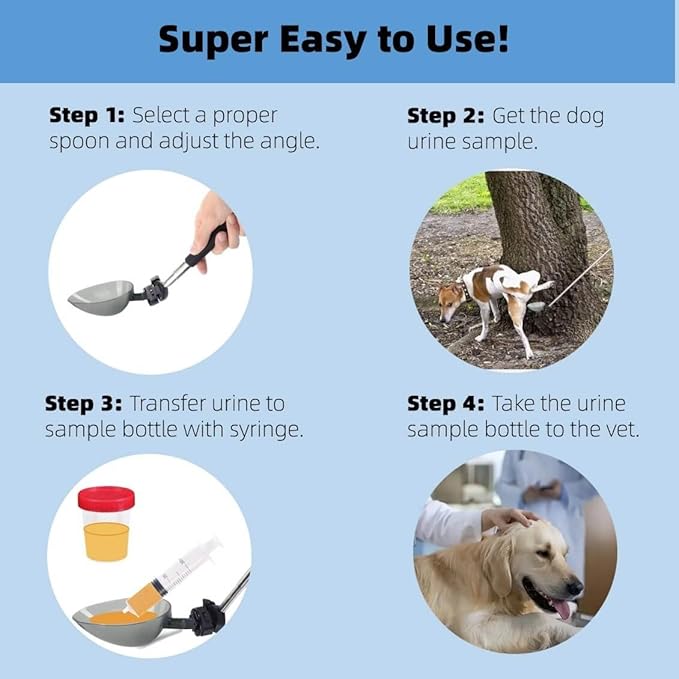 Dog Urine Sample Catcher,Adjustable Angle Long Handled Telescopic Dog Urine Collector,Super Easy to Use Dog Pee Catcher Urine Stick for Small Large Female Dogs