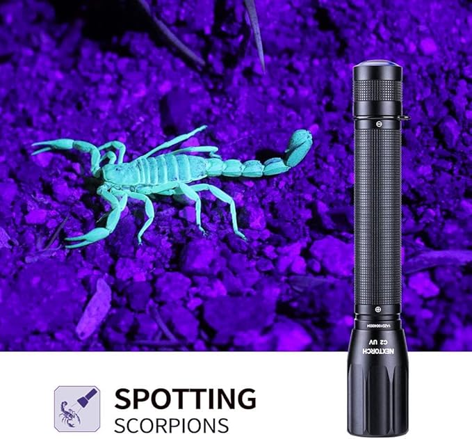 NEXTORCH 405nm uv Light UV Led Blacklight Flashlights Detector Ultraviolet Pocket-Size LED Torch for Pets Urine and Stains Find Stains on Carpet, Rugs 3D Printed Resin C2UV (405nm UV)