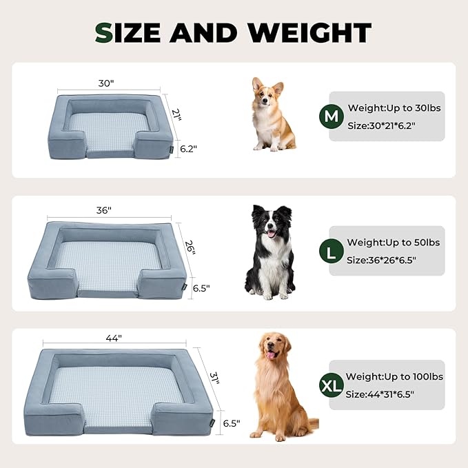 BALANCE Cooling Dog Sofa Bed, 3 in 1 Dog Beds with Removable Washable Cover, Reversible Cushion Dog Couch Summer Comfort Pet Sofa Bed