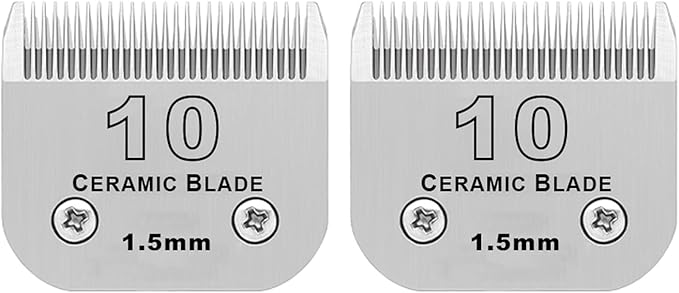 2 Pack 10 Blade Dog Grooming Clipper Replacement Blades Compatible with Wahl/osterr/Andis Dog Clippers,Detachable Ceramic Blade & Stainless Steel Blade,Size-10, 1/16-Inch Cut Length