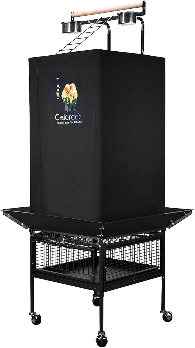 Good Night Bird Cage Cover for Large Bird Cage with Play Top (Patent Pending), Black 61"
