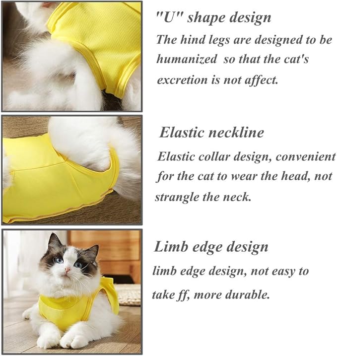 Cat Recovery Suit for Abdominal Wounds or Skin Diseases, Cat Onesie for Cats After Surgery Female Kitten Recovery Suit, Breathable E-Collar Alternative for Cats After Spay Anti Licking Wounds