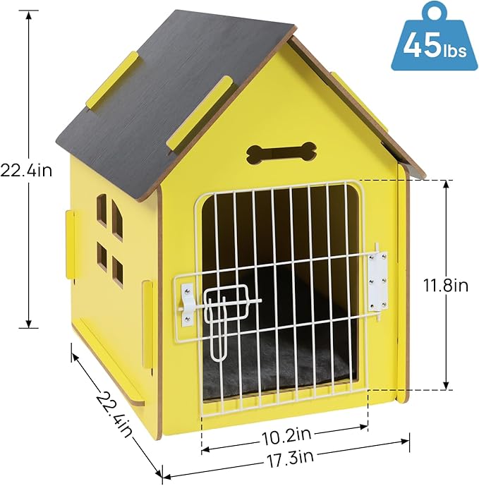 Dog House Indoor for Small Dogs or Cats, Cozy wooden design, Small indoor bed house, with Air Vents and Elevated Floor Warm Dog Cave