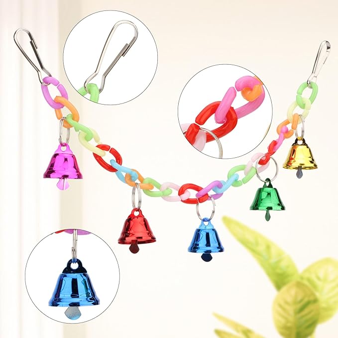 Hypeety Hamster Parrot Hanging Ladder Bridge Cage Swing Acrylic Chew Perch Metal Bell Birds Toy Accessories