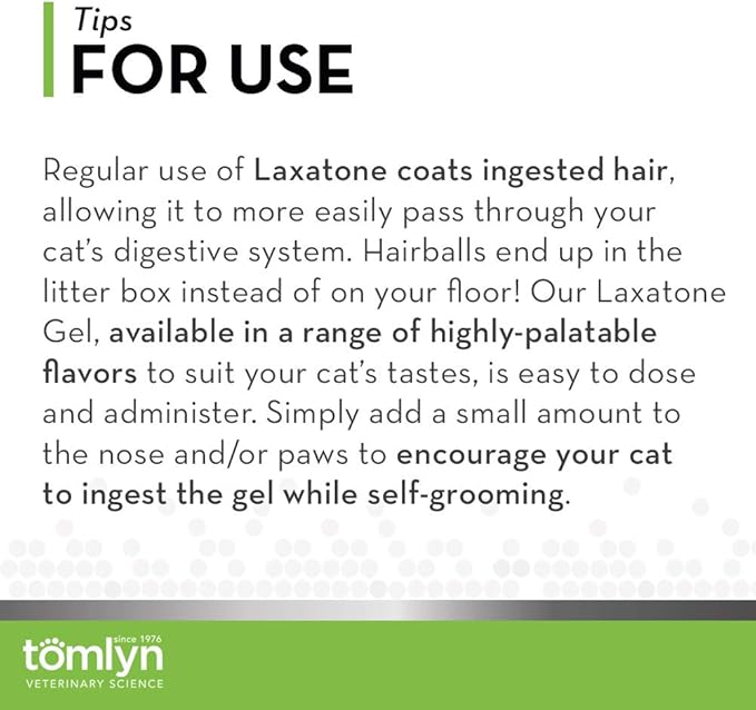 Tomlyn Laxatone Maple-Flavored Hairball Remedy Gel for Cats and Kittens, 2.5oz