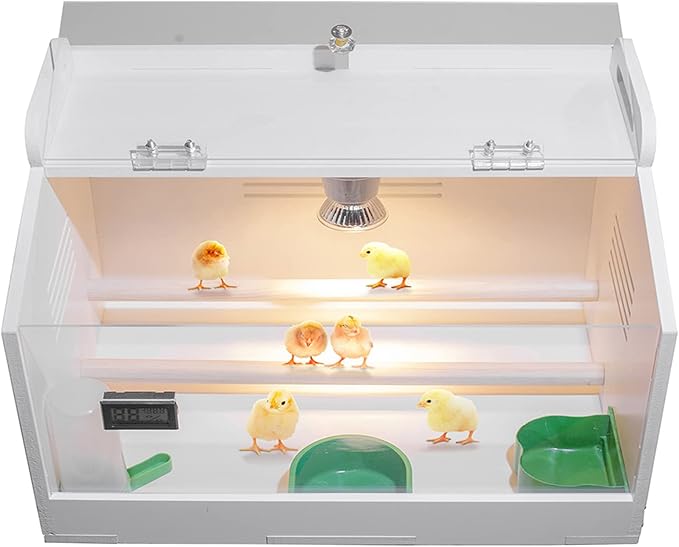 Intelligent Brooder Box 4 Suit,15-30 Newborns Chicks Birds Parakeet Incubators Breeding Heater Box Built-in Chicken Perch and Chicken Feeder/Chicken Waterer