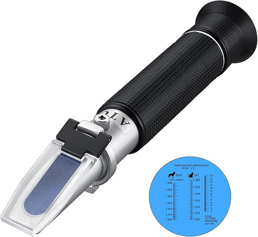AUTOUTLET Refractometer 3-in-1 Animal Clinical Refractometer with ATC Function Measuring Animal's Urine Specific Gravity and Serum Protein for Veterinary and Pet Owner