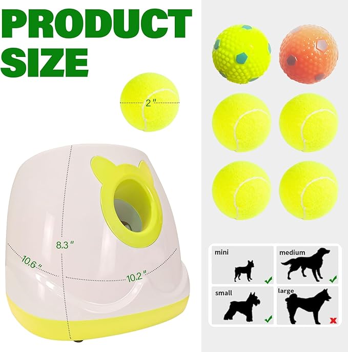 Dog Ball Throwing Machine Automatic Dog Ball Launcher for Small to Medium Sized Dogs, Dog Interactive Toy Pet Ball Thrower with Balls (Yellow with Remote Contro)