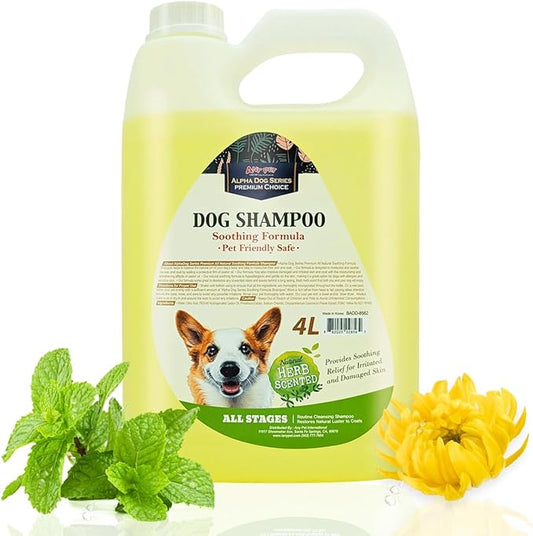 Alpha Dog Series - Grooming Natural Herbal Dog Shampoo, pH Balanced Shampoo for Dogs, Moisturizing Soothing Dog Shampoo for Sensitive Skin - 1 Gallon