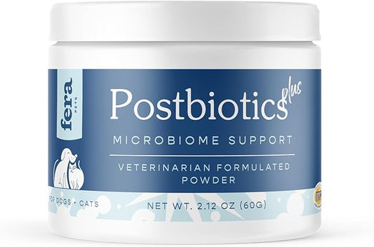 Fera Pets Postbiotics Plus for Dogs– Vet Created Dog Prebiotics & Postbiotics Supplement for Your Pet’s Digestive Health & Immune Support – 120 Scoops