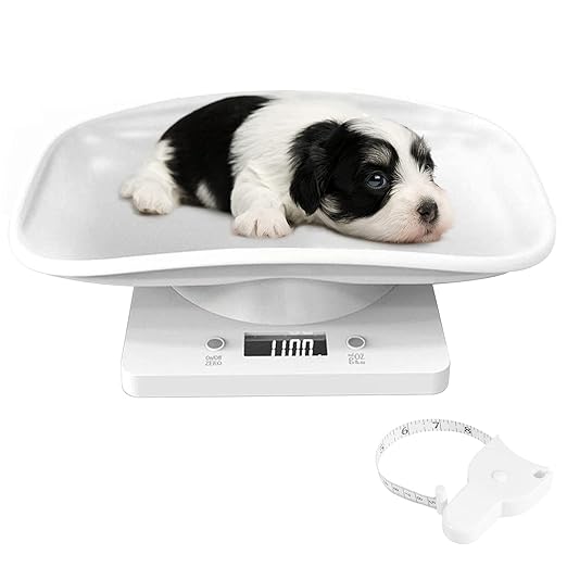 Digital Pet Scale, Newborn Puppy Whelping Supplies, Accurate Small Animal Scale for Puppies/Kitten/Dog/Cat/Hedgehog, Multi-Function LCD Scale with Tape Measure, Max 22lb