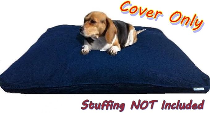 Dogbed4less 41X27X4 Inches Large Durable Blue Color Denim Jean Cotton Dog Pet Bed External zipper Cover - Replacement cover only