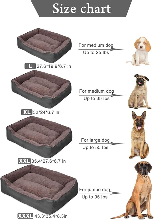 PUPPBUDD Dog Beds for Medium Dogs, Washable Dog Bed Comfortable and Breathable Pet Bed Rectangle Warming Dog Bed for Medium Dogs