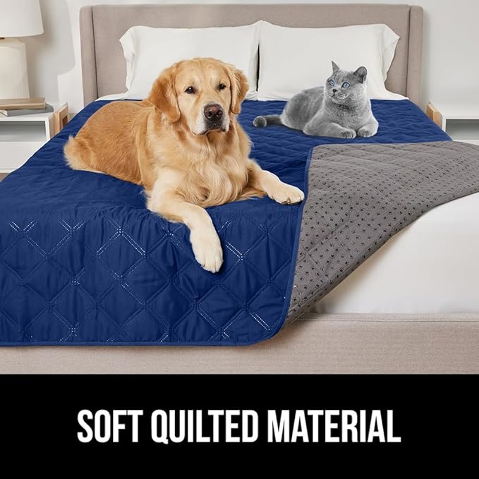 Gorilla Grip 100% Waterproof Tear Fade and Slip Resistant Protective Pet Blanket, Leakproof Washable Dog Cat Bedding Bed Cushion Couch Quilted Topside Dogs Crate Cover, Protection Supplies Navy