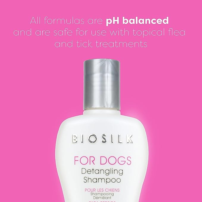 BioSilk for Dogs Silk Therapy Detangling Dog Shampoo | Sulfate Free and Paraben Free Shampoo for Dogs | Matted Hair Dog Detangler Shampoo for All Adult Dogs,Beige