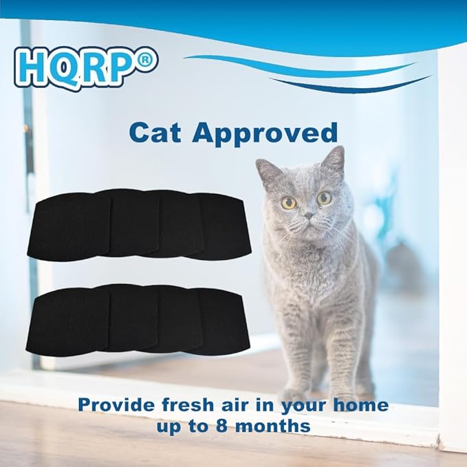 HQRP 8-Pack Cat Litter Box Replacement Carbon Filters Compatible with Petmate Booda Clean Step, Activated Carbon Charcoal Filters