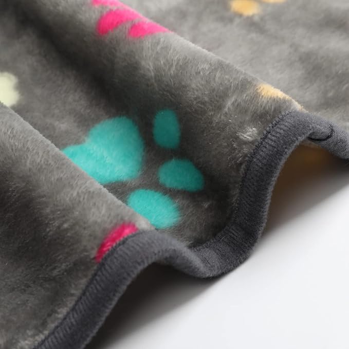 Luciphia 1 Pack 2 Pet Blankets for Dogs Cats, Fleece Print Dog Cat Blankets for Small Medium Large Puppy Kitten, Bone Grey Brown Large(41x31 inch)