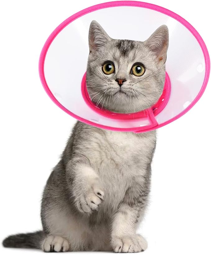 Vivifying Pet Cone for Cats and Small Dogs, 3 Size of Adjustable 5.7-8in Lightweight Recovery Elizabethan Collar for Cats, Puppies and Mini Dogs (Pink)