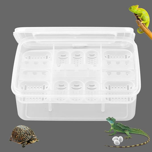 Reptile Egg Incubator Tray: 16 Grids Amphibians Hatchery Box, Reptile Breeding Box, Incubation Box for Hatching Snake, Lizards, Turtle, Gecko Egg Without Thermometer