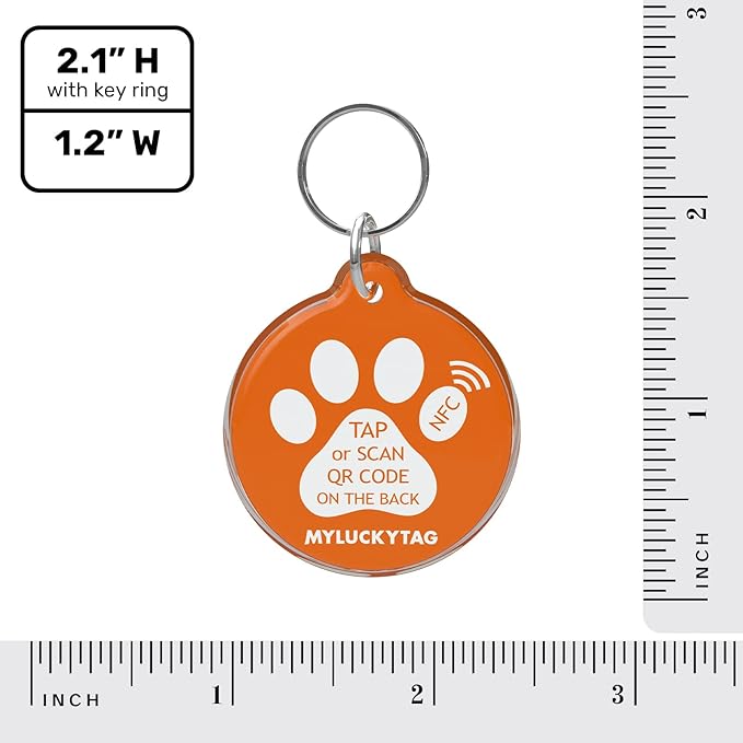 MYLUCKYTAG NFC&QR Code Personalized Dog Cat Tag, Online Pet Profile, Scan QR Receive Instant Pet Location Alert Email