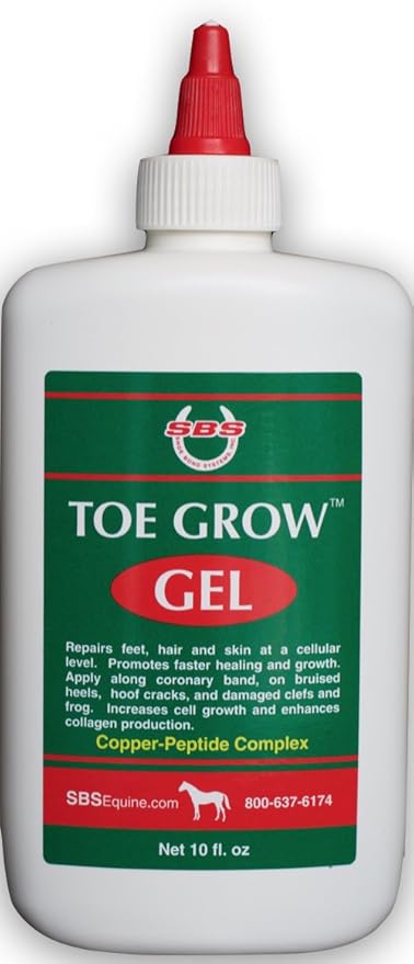 SBS Equine | Toe Grow Gel | Horse Hoof Care Product Promotes Hoof Growth and Healing | Increases Blood Flow and Collagen Production (10 Fluid Oz)