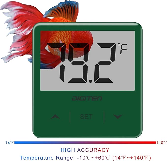 DIGITEN Aquarium Thermometer Digital Fish Tank Thermometer with Large LCD Display Stick On Water Terrarium Temperature Sensor Gauge for Reptiles Turtle Amphibians