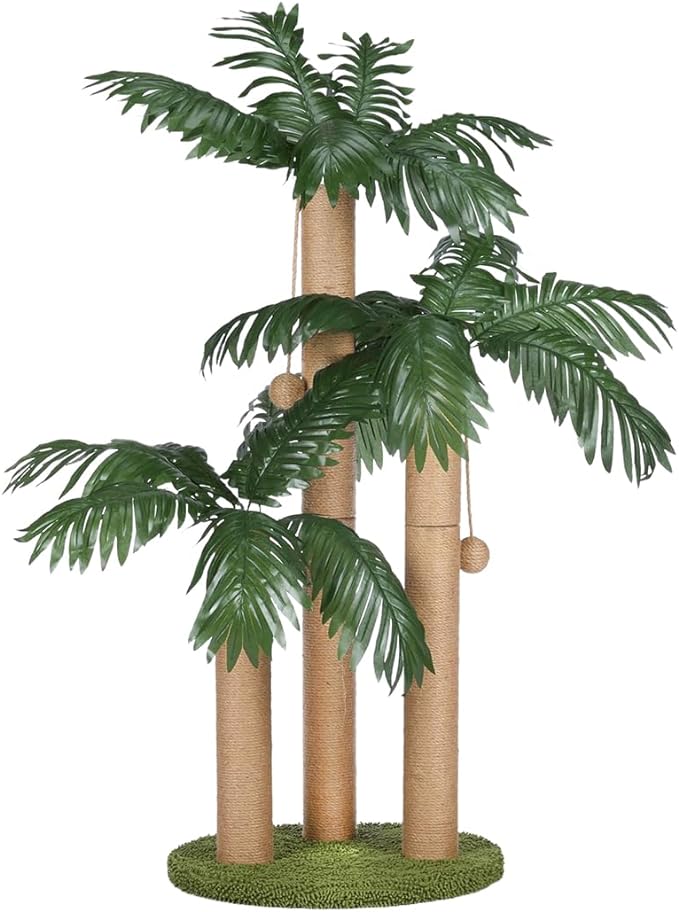 31.5Inch Cat Scratching Post,Cat Scratcher Tree with 3 Scratching Poles & 2 Interactive Dangling Balls,Cats Scratching Posts for Indoor Kitten & Adult Cats